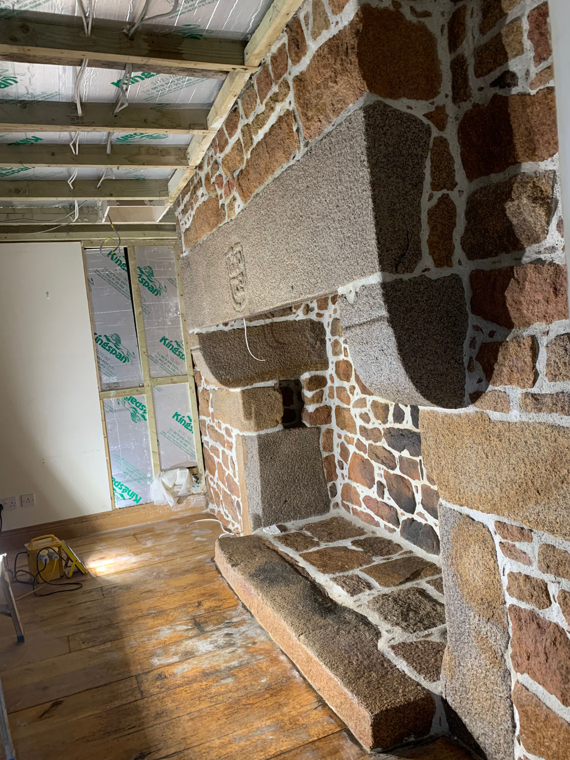 Restored fireplace - room perspective