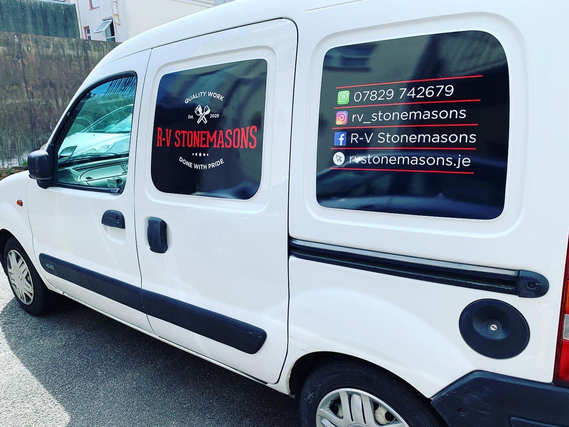 R-V Stonemasons branded work van