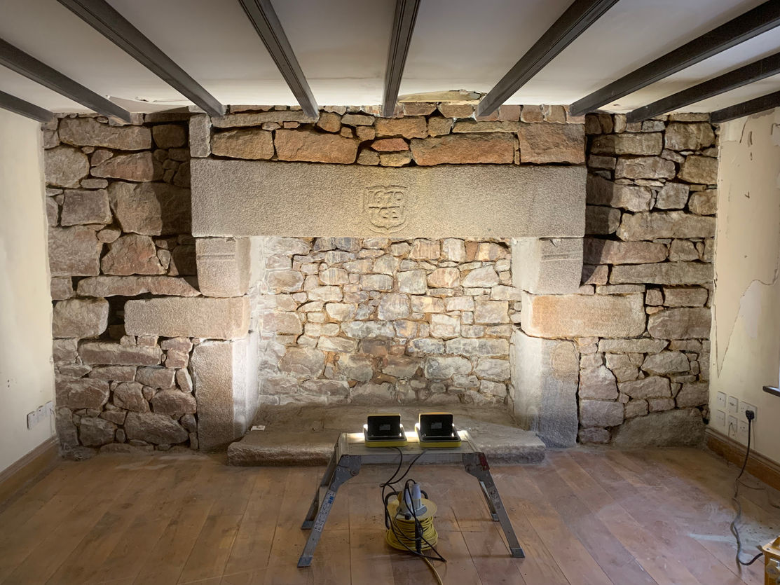 1670 fireplace before restoration - front view