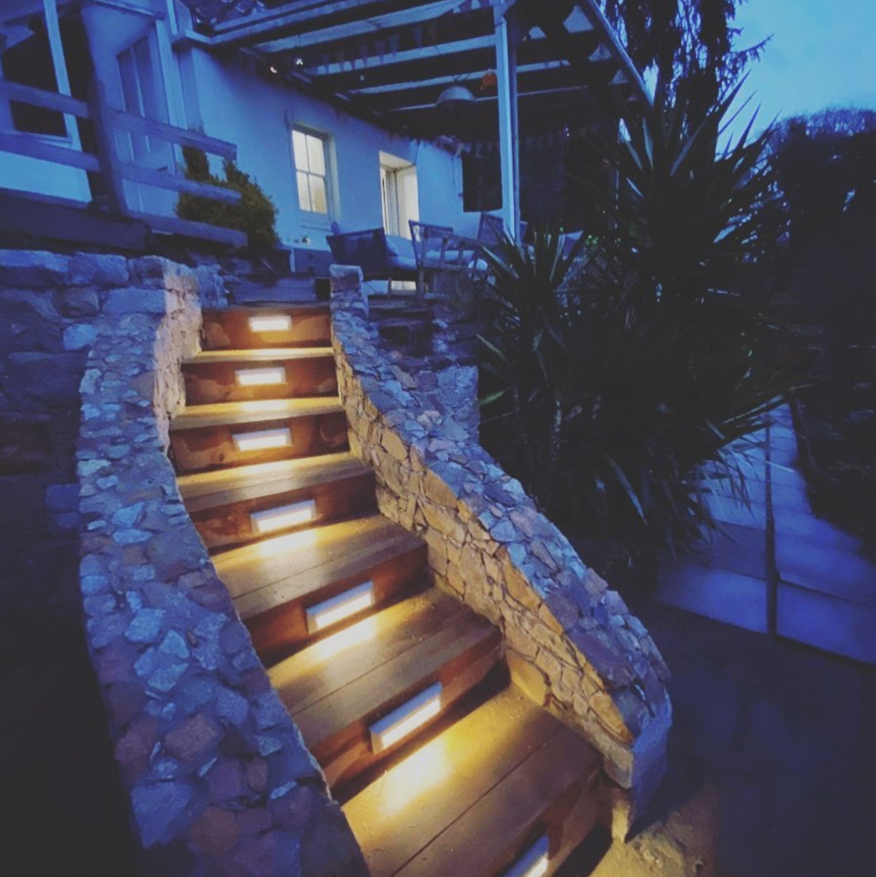 Lit Steps at Night