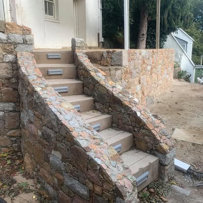 Lit Stone Staircase