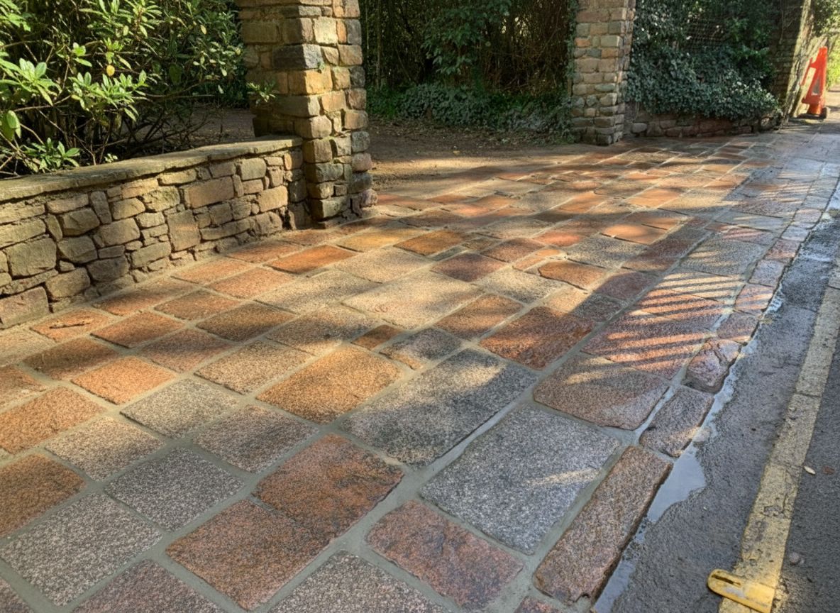 Granite Paving Restoration, after: completed stonework in Jersey