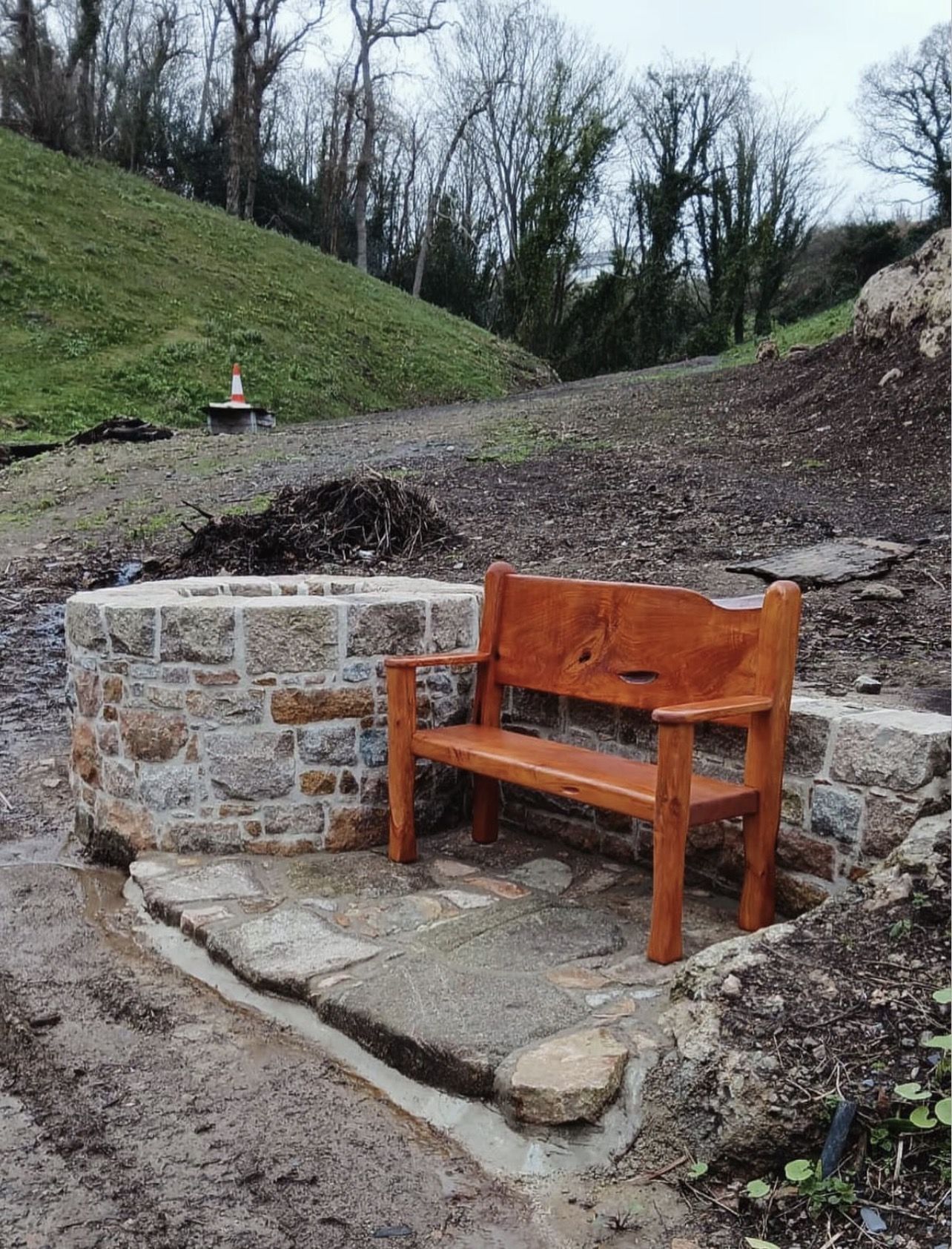 Stone Well & Bench, hard landscaping in Jersey