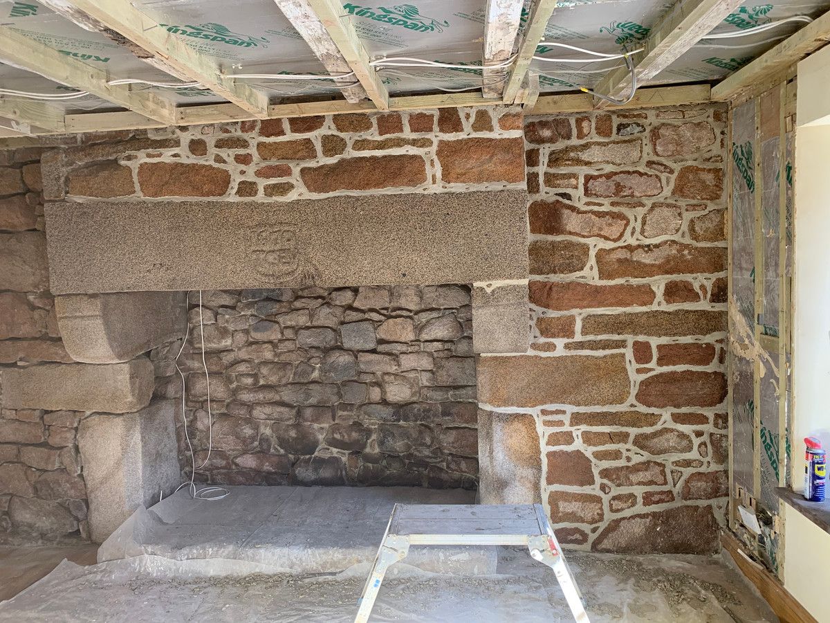 Fireplace restoration in progress